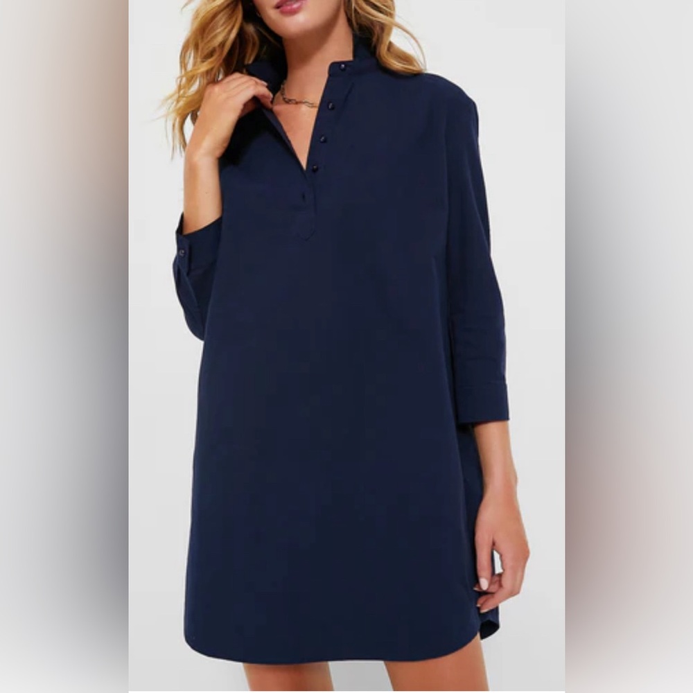 Tuckernuck Navy Button-Front Shift Dress